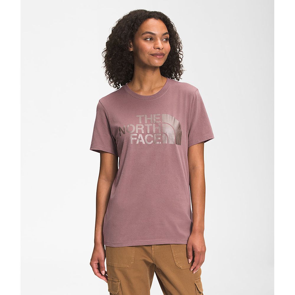 The North Face T-Shirts Womens Australia - The North Face Short Sleeve Half Dome Cotton Light Purple